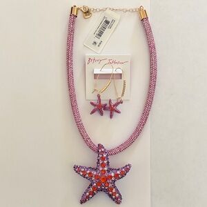 Betsey Johnson MERMAID JEWELS STARFISH PENDANT PURPLE & DANGLE STARFISH EARRINGS